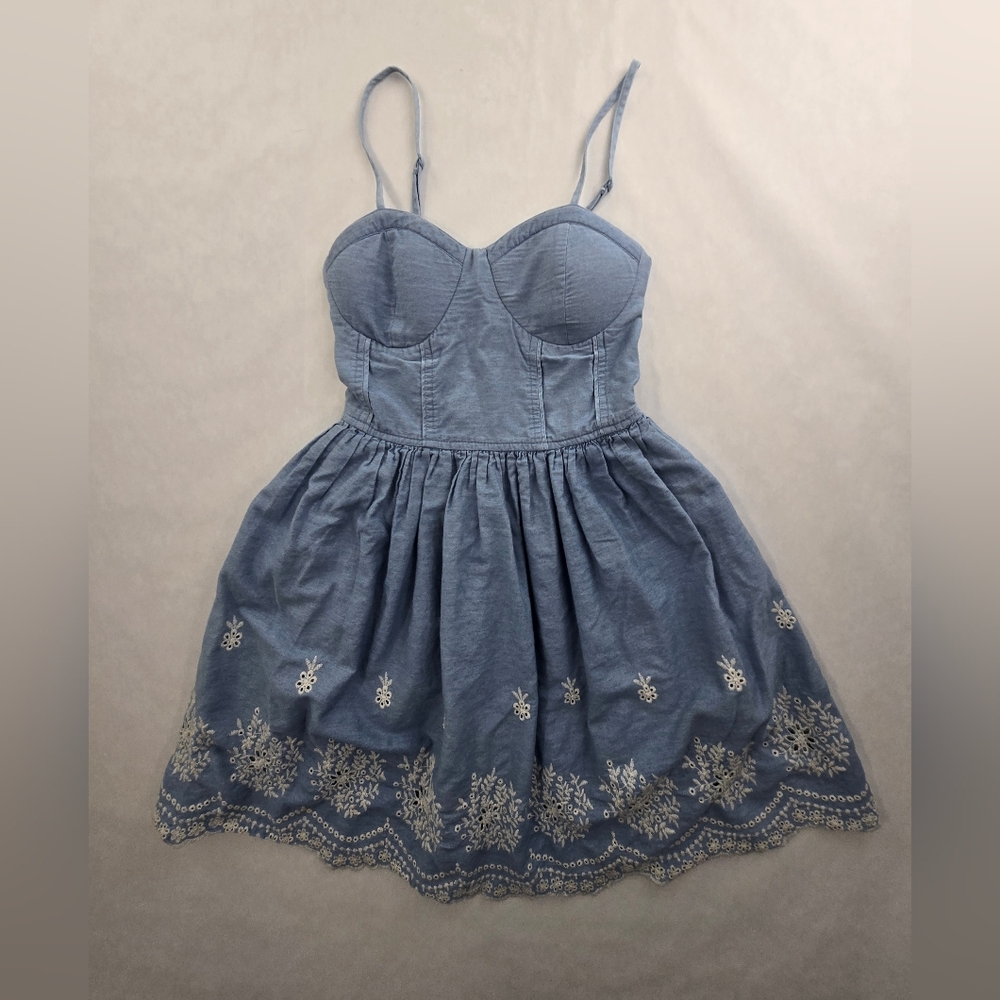 Rush Women's Smocked Back Spaghetti Strap A-Line Mini Dress Blue Size XS